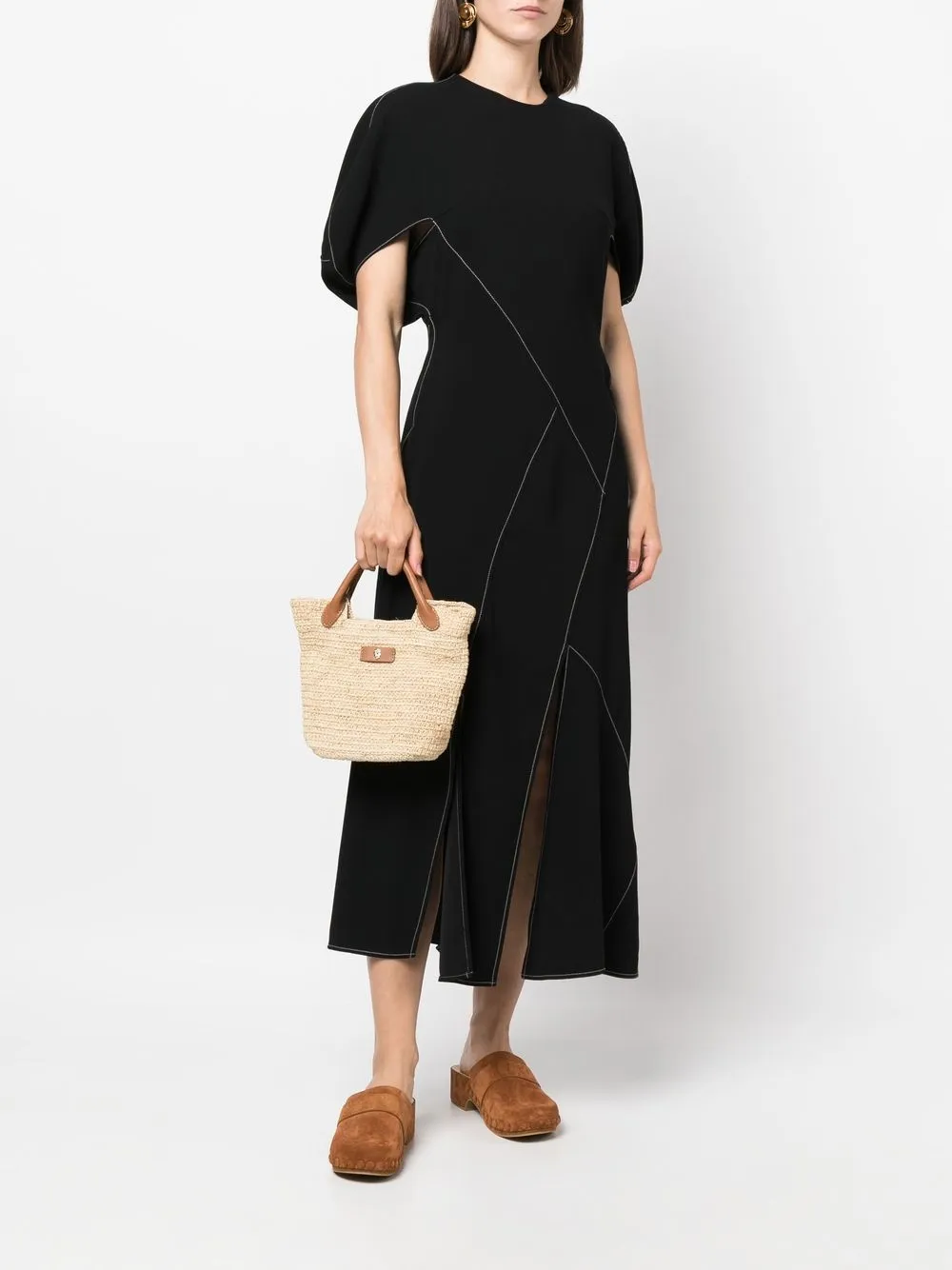 Helen Kaminski Pinima raffia geweven draagtas - Beige
