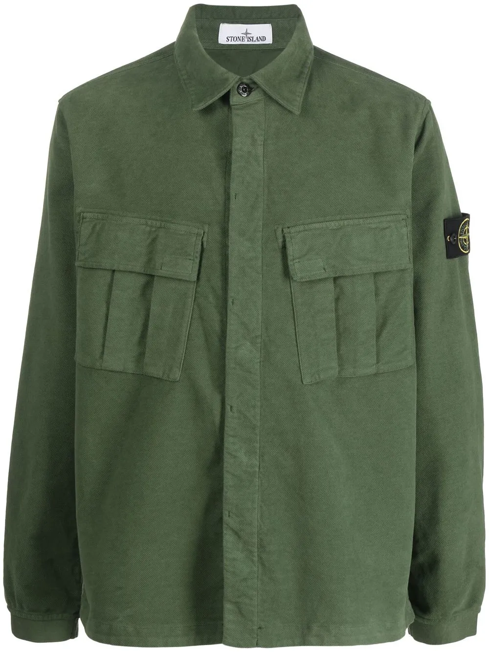 

Stone Island logo patch button-down shirt - Green