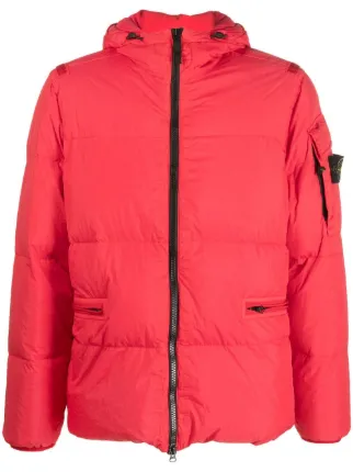 Stone island discount red puffer jacket