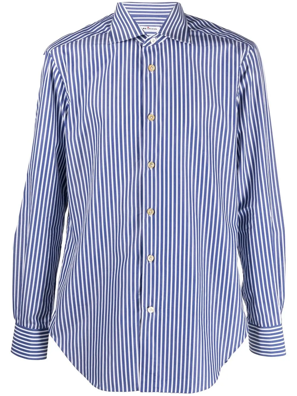 

Kiton camisa con cuello italiano y rayas estampadas - Azul