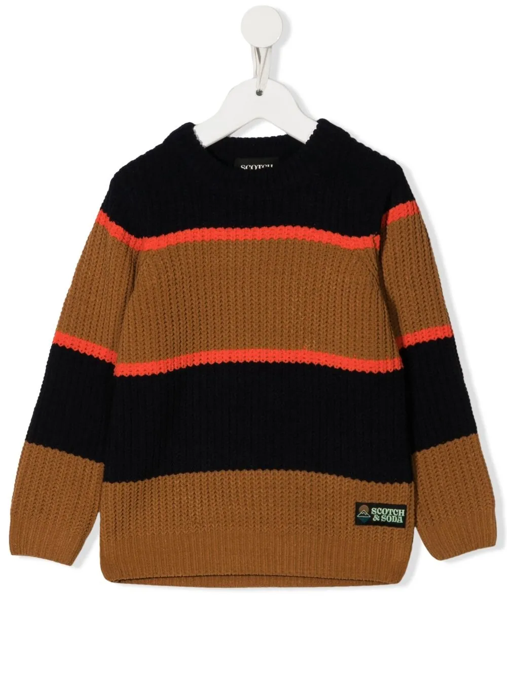 

Scotch & Soda suéter con motivo de rayas y parche del logo - Marrón