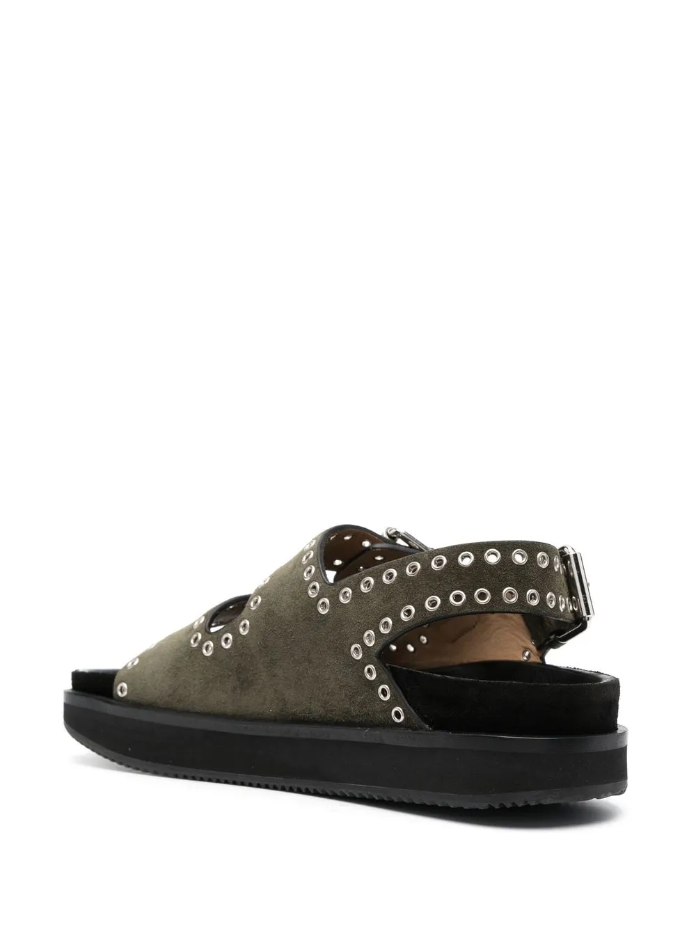 Isabel Marant Open Toe Leather Sandals With Eyelet Embellishments In Green