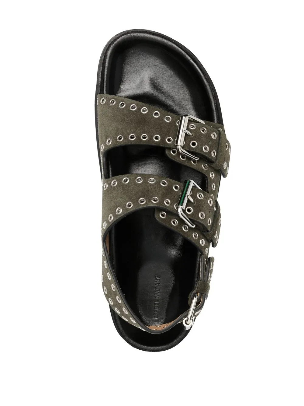 Isabel Marant Open Toe Leather Sandals With Eyelet Embellishments In Green