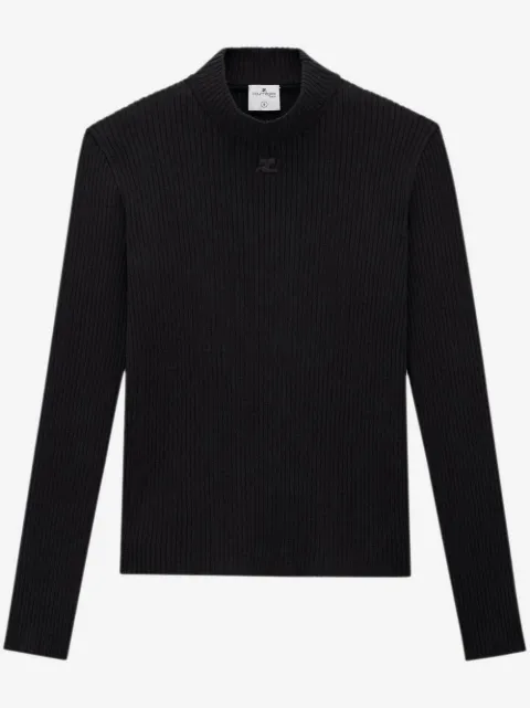 Courrèges logo-patch rib-knit jumper
