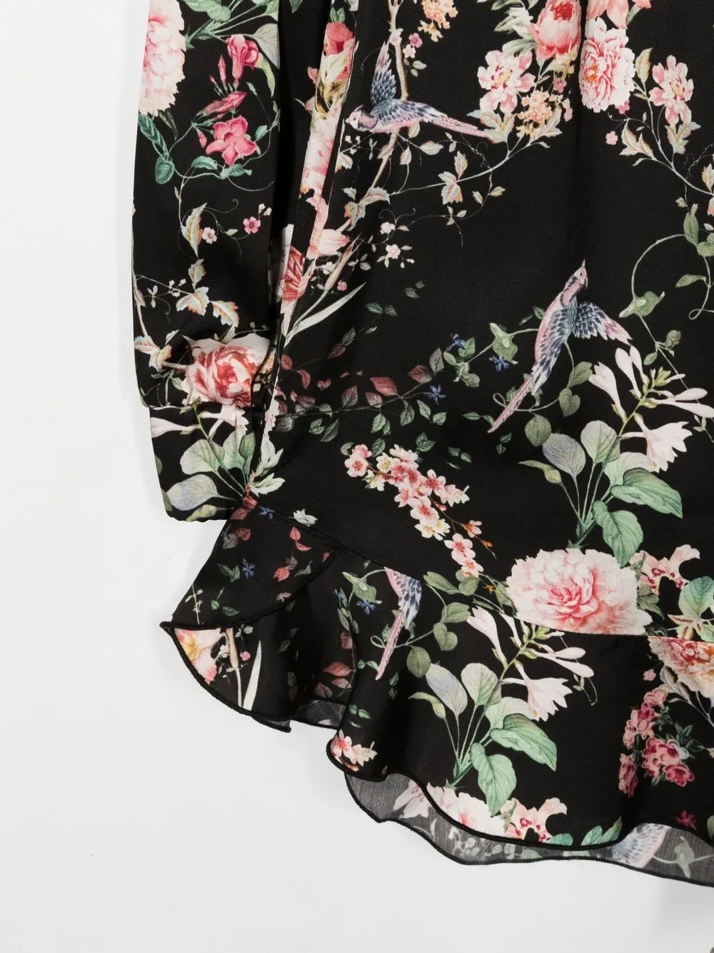  Miss Blumarine Gerüschtes Kleid Mit Blumen Print   Schwarz 