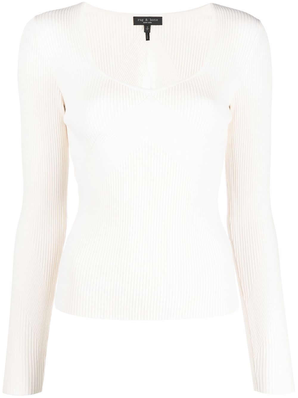 U-neck long-sleeved top