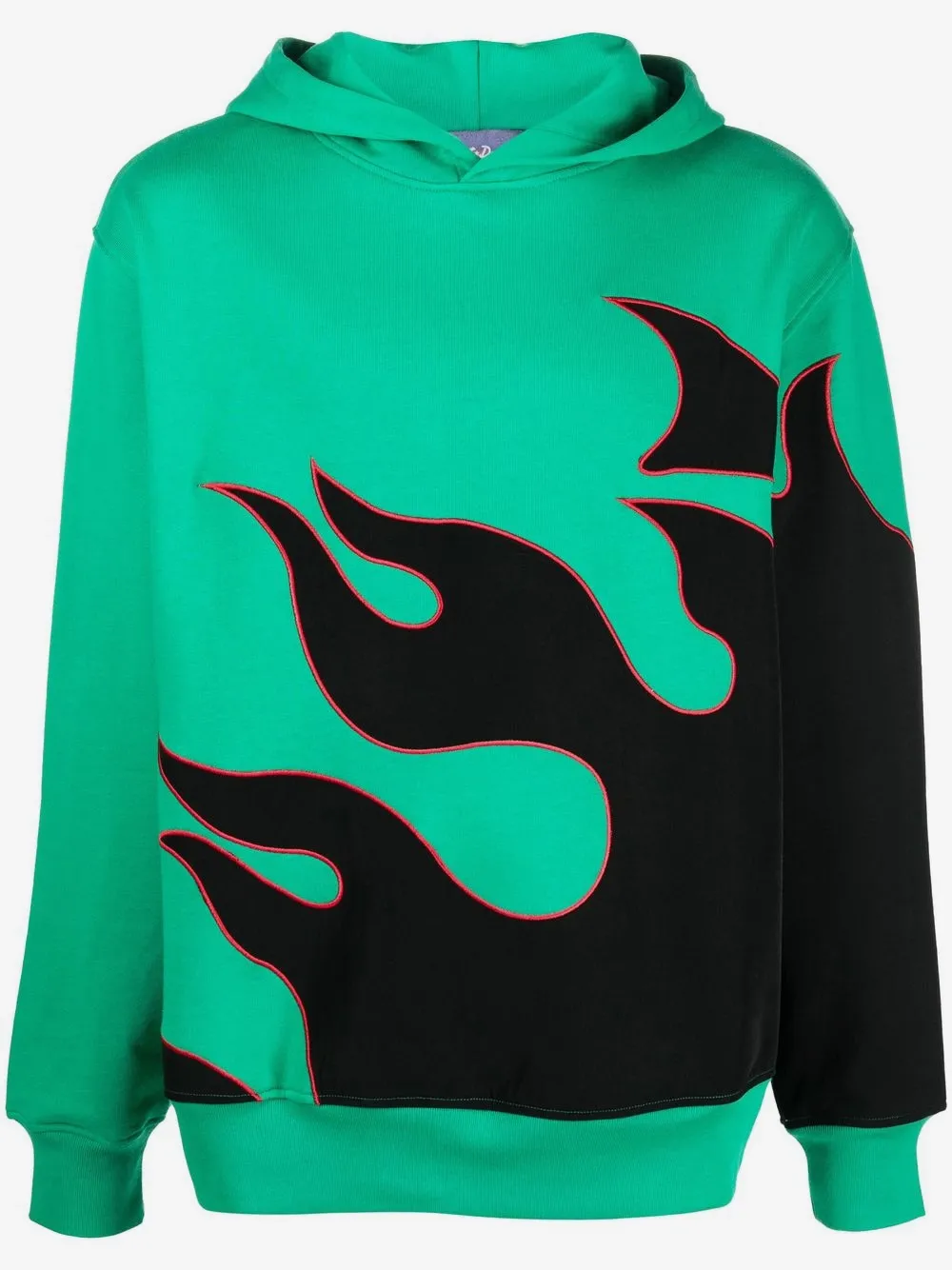 Just Don flame-print cotton hoodie | Green | Image 1