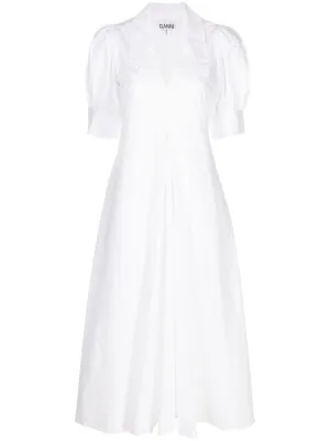 GANNI V-neck organic cotton midi dress