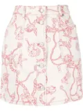 GANNI graphic-print organic cotton button-up skirt - Neutrals