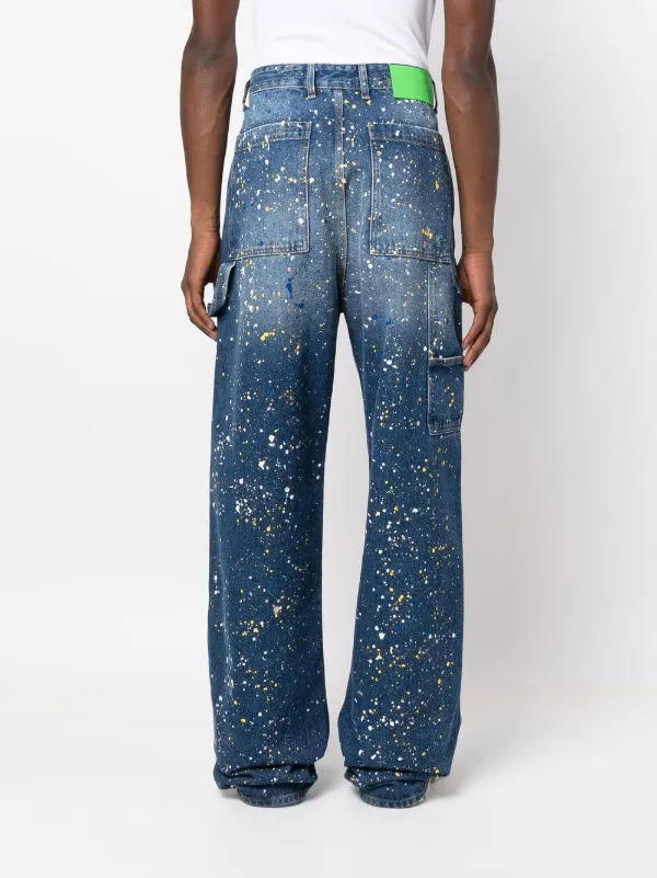 Off-White paint-splattered wide-leg Jeans - Farfetch