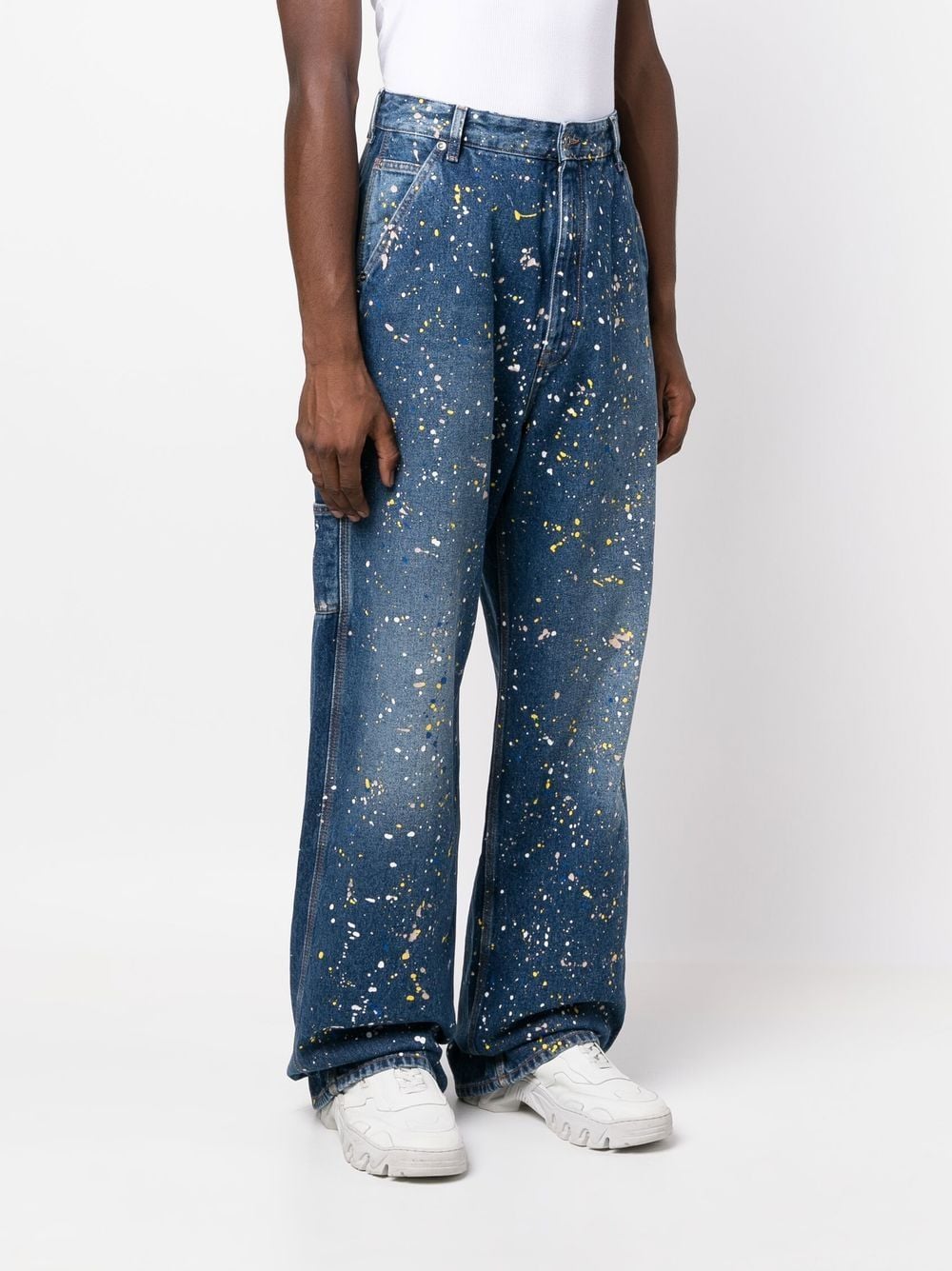 Off-White paint-splattered wide-leg Jeans - Farfetch