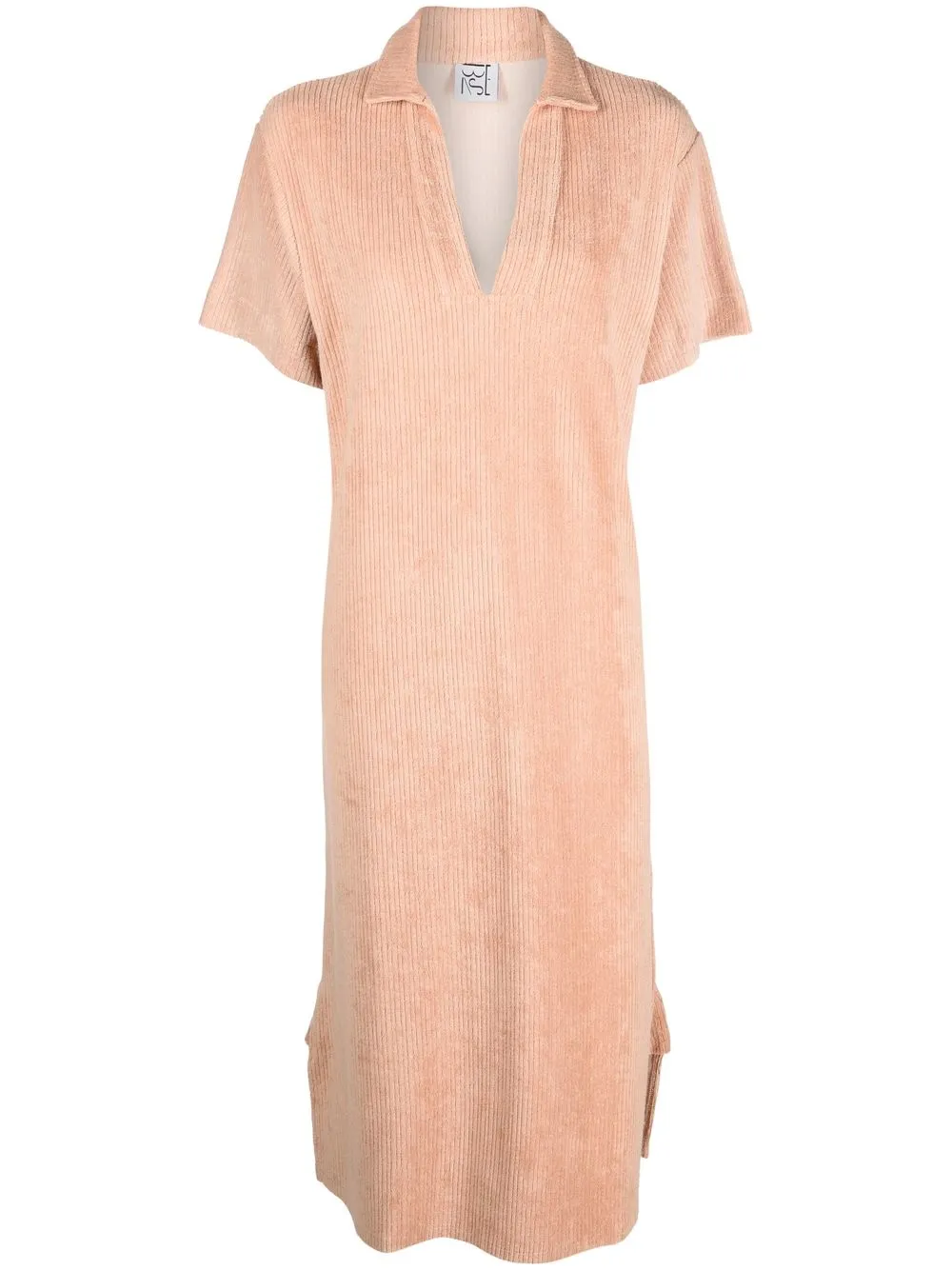 

Baserange ribbed collared midi dress - Neutrals