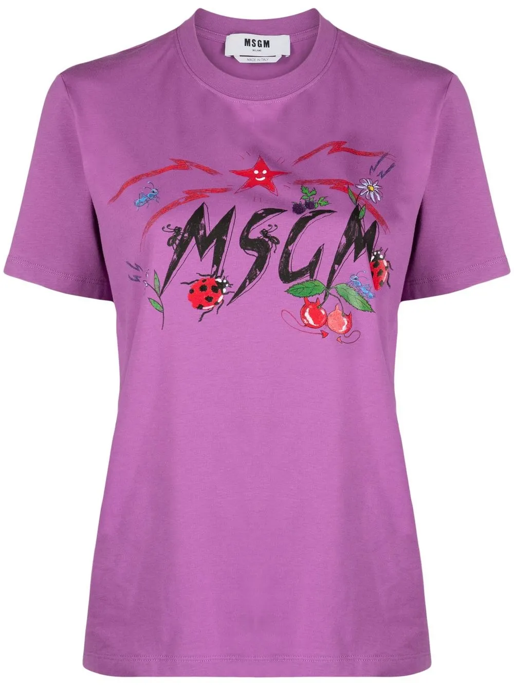 

MSGM playera con logo estampado gráfico - Morado