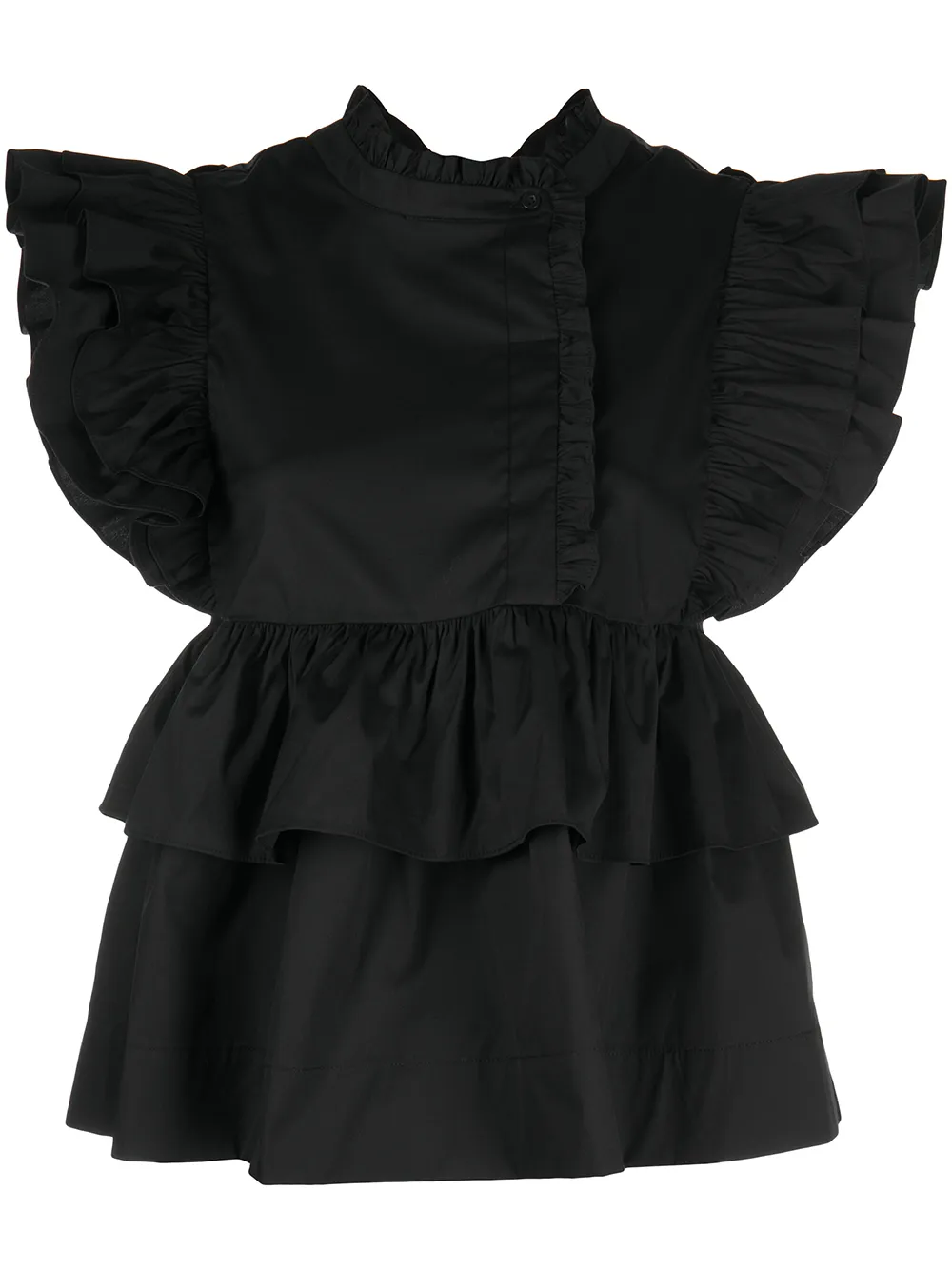 

MUNTHE blusa sin mangas con detalles de volantes - Negro