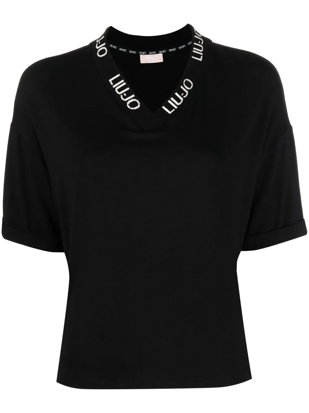 

LIU JO logo-print V-neck T-shirt - Black