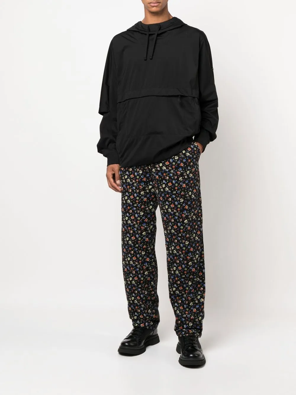 sacai Broek met bloemenprint - Zwart