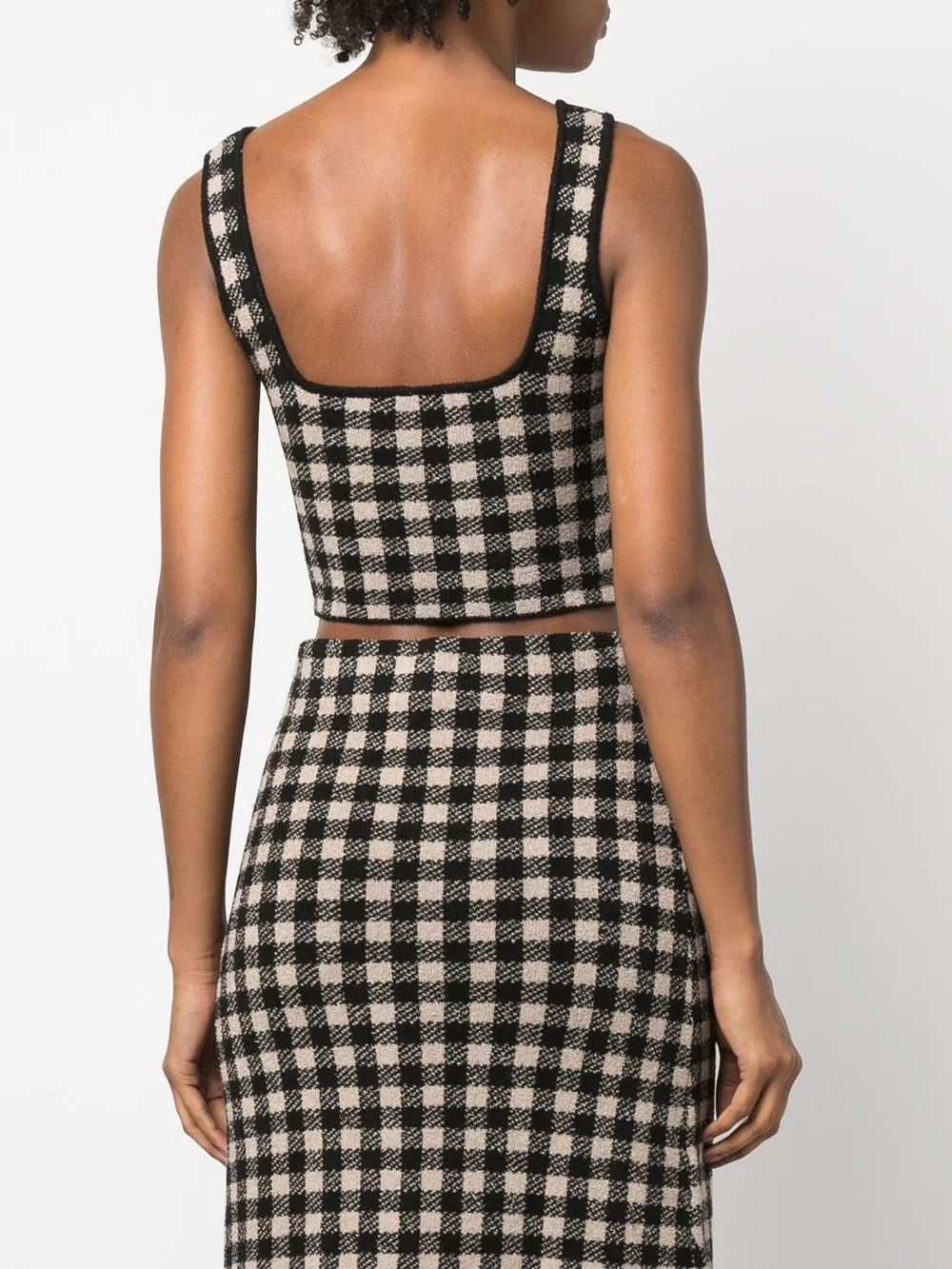 Altuzarra Argia Cropped Checked Lyocell-blend Top In Brown