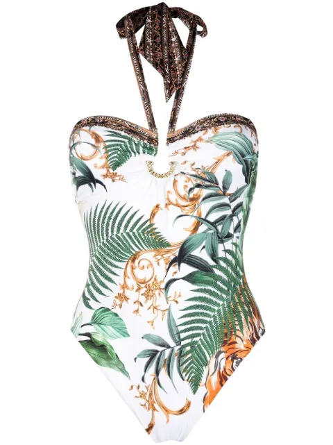 Camilla - tiger-print halterneck swimsuit