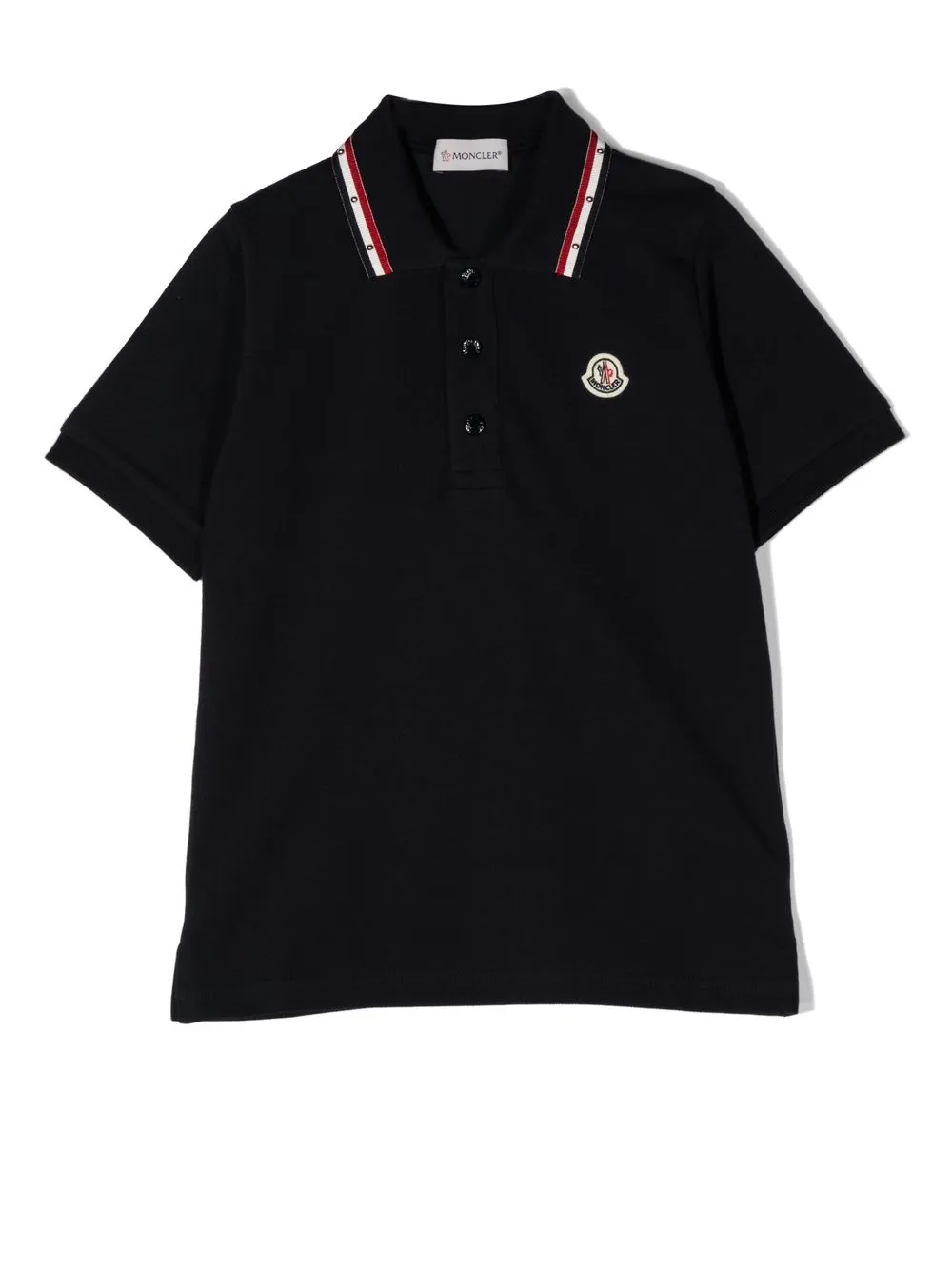 

Moncler Enfant playera tipo polo a rayas con parche del logo - Azul
