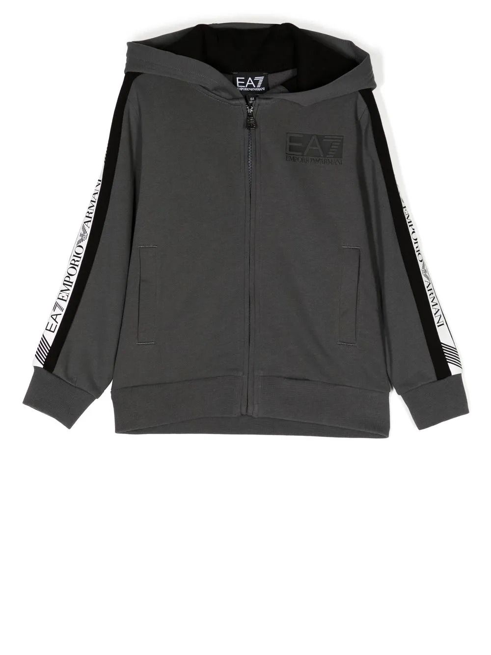 

Emporio Armani Kids logo-trim zipped hoodie - Grey