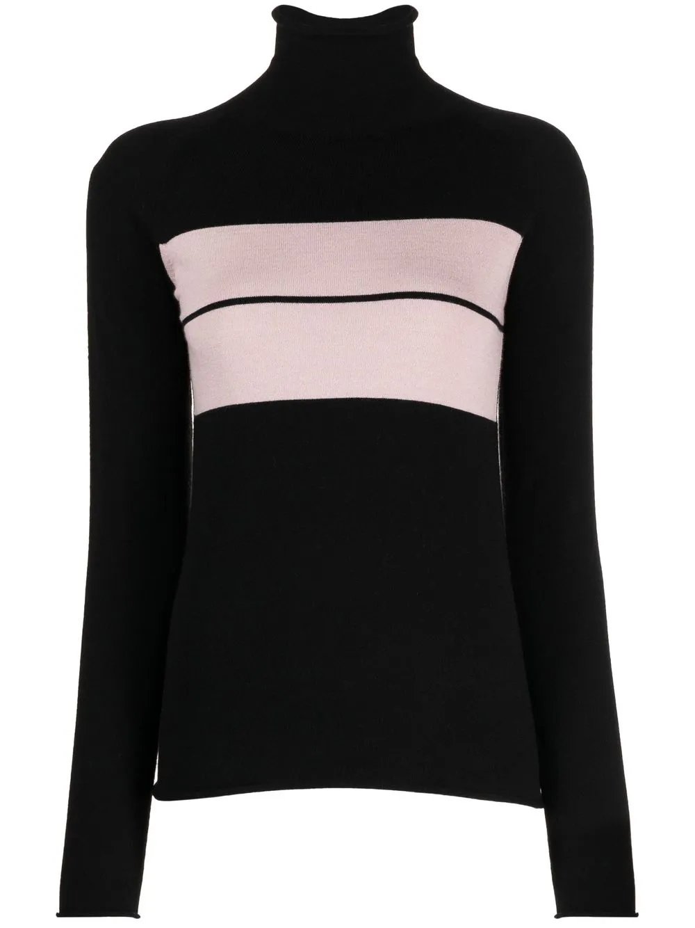 

Emporio Armani stripe-detail roll-neck jumper - Black