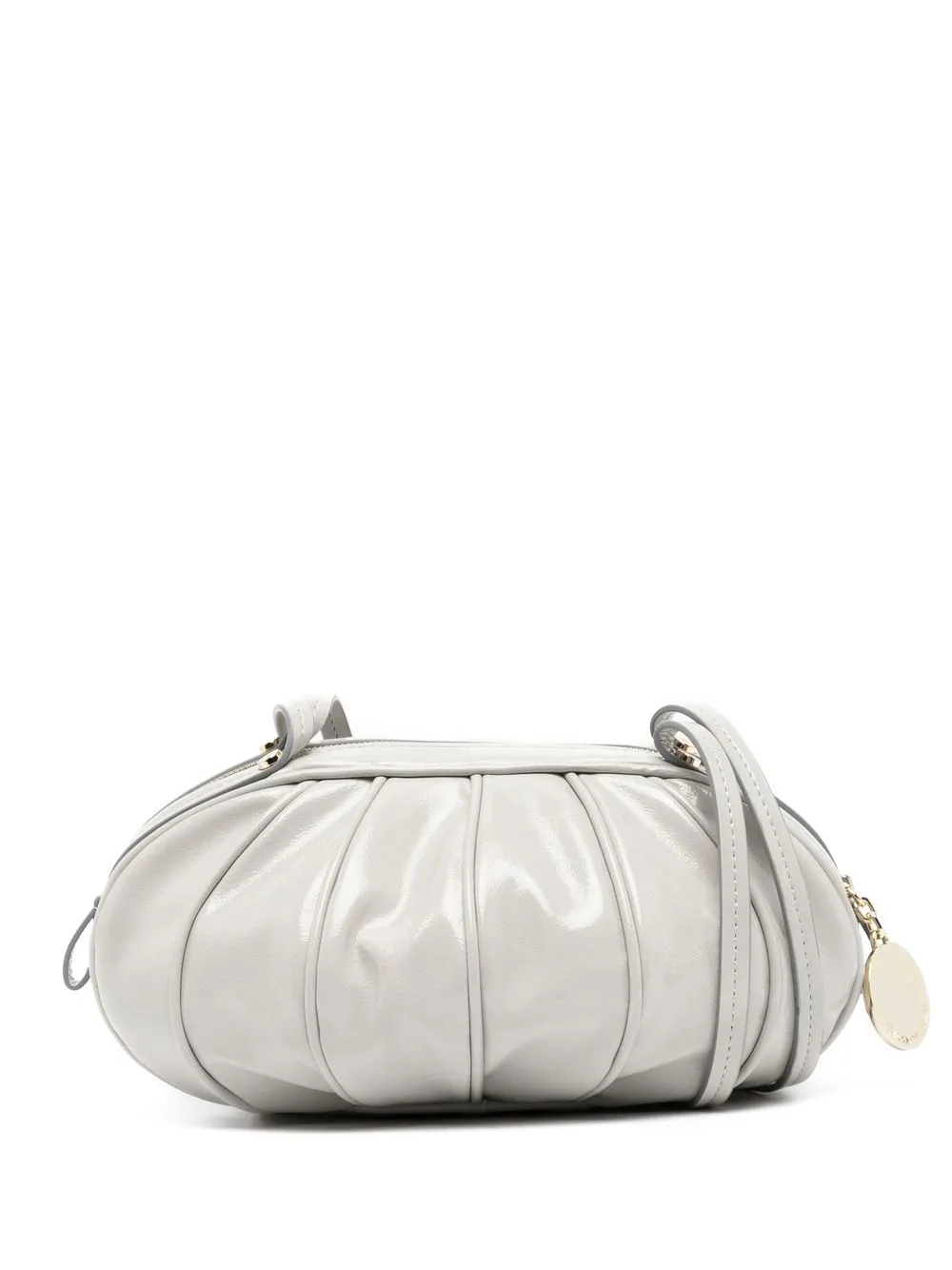 

Emporio Armani oval pleated-leather crossbody bag - Grey