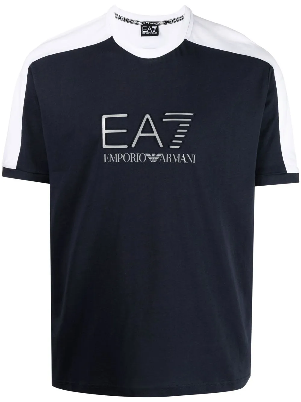 

Ea7 Emporio Armani two-tone logo-print T-shirt - Blue