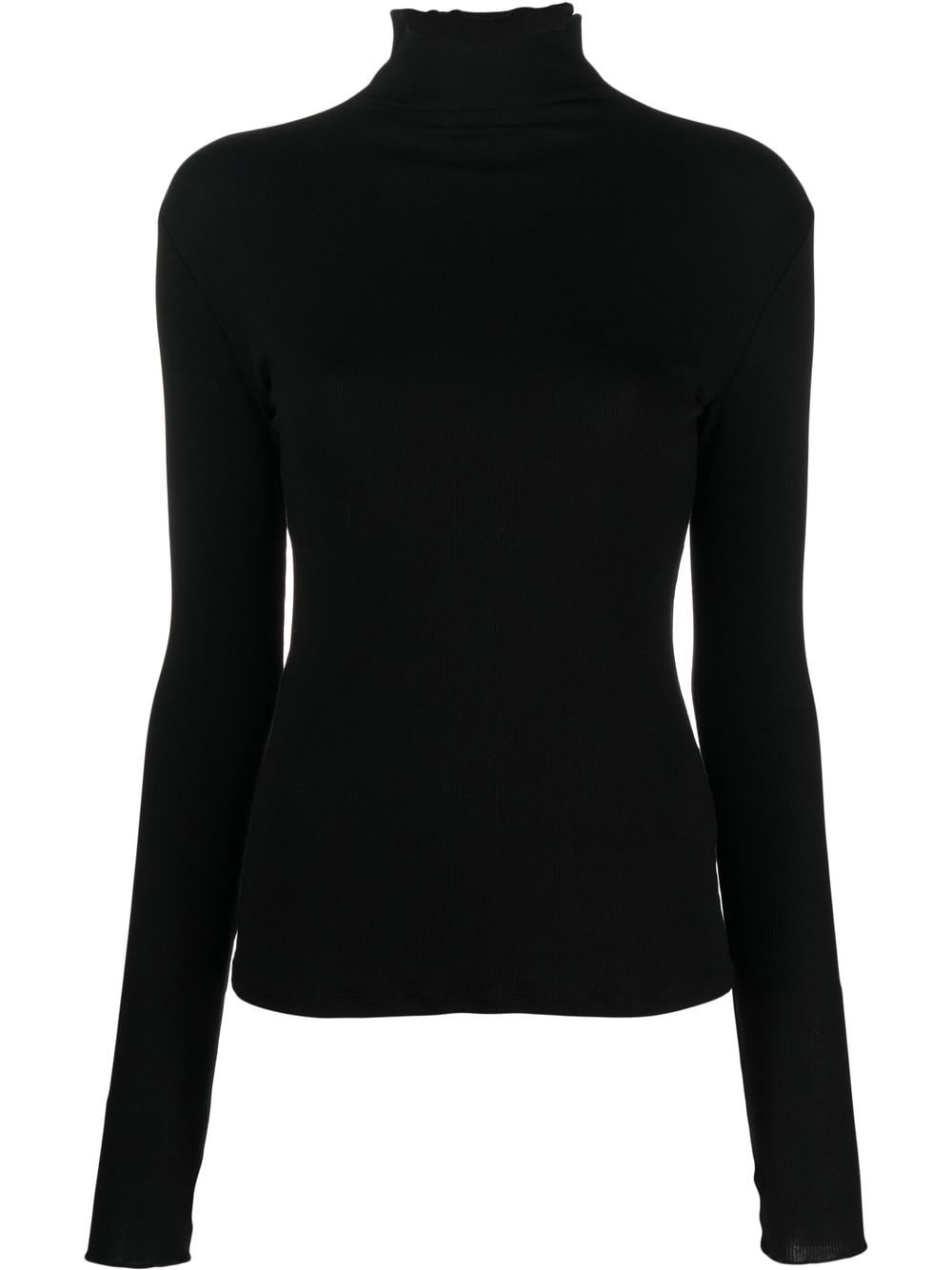 Shop Filippa K Ribbed-knit Roll-neck Top In Black