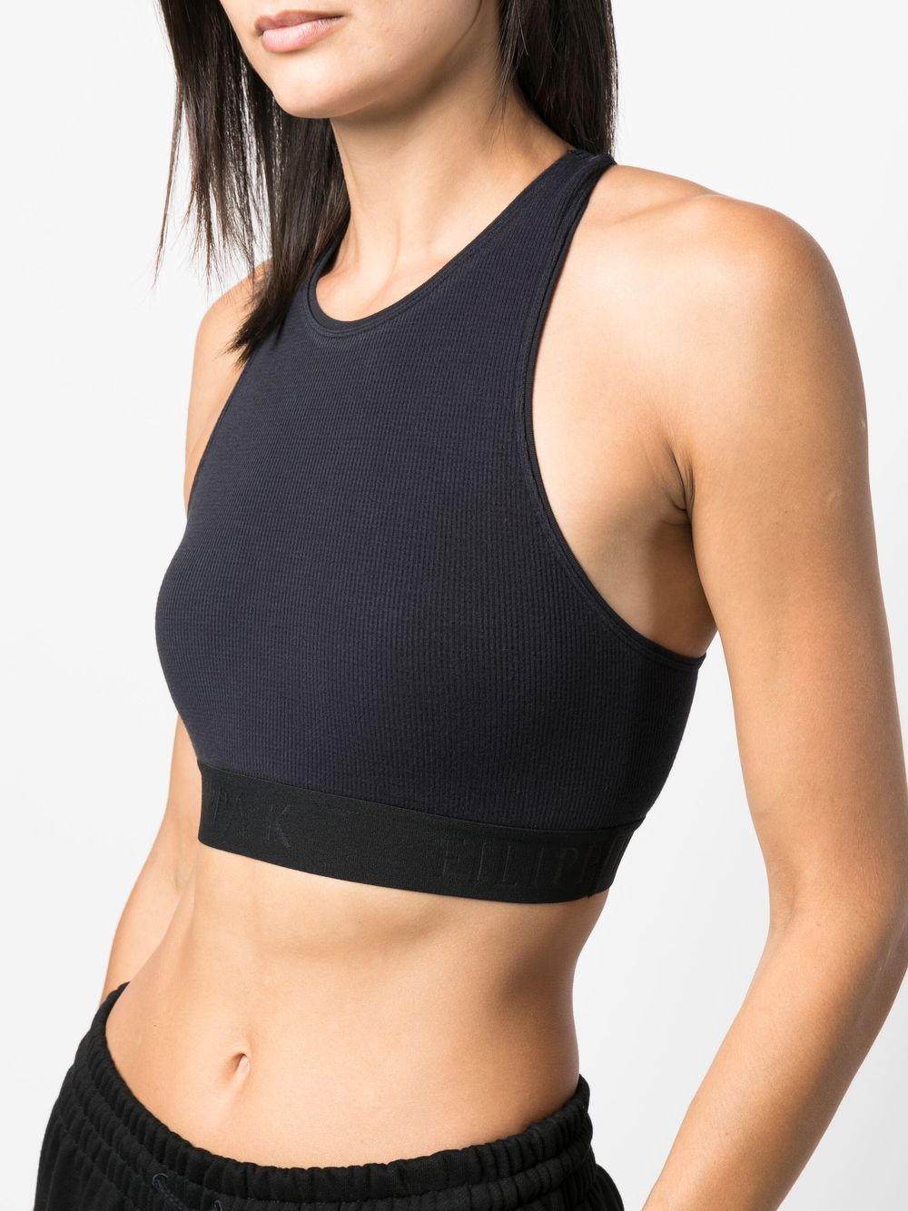 Shop Filippa K Racerback Seamless Crop Top In Blue