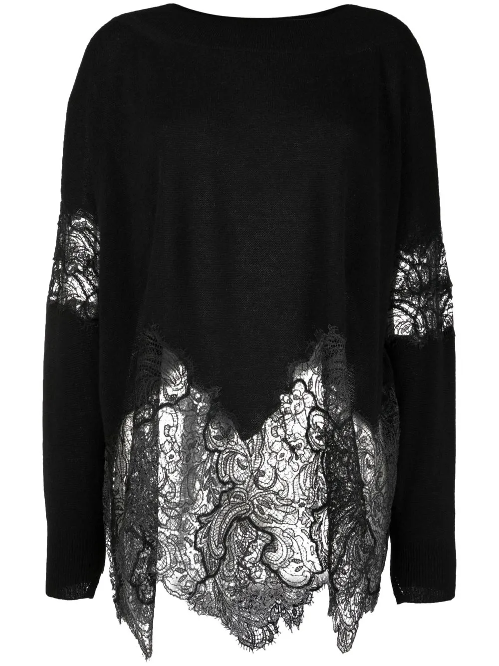 

Ermanno Scervino top tejido con detalle de encaje - Negro