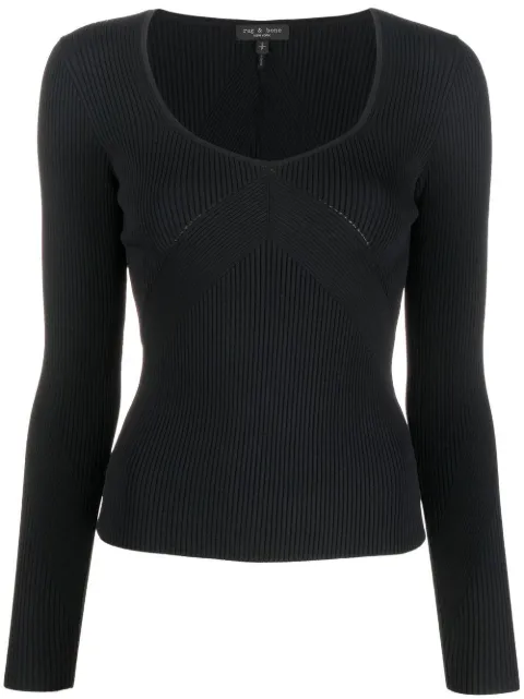 rag & bone U-neck long-sleeved top