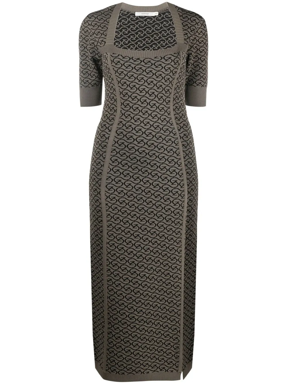 

Gestuz monogram-pattern knitted maxi dress - Green