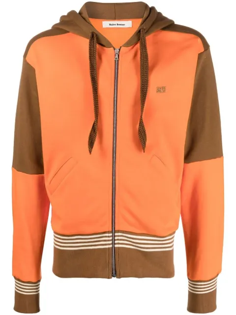 colour-block zipped hoodie