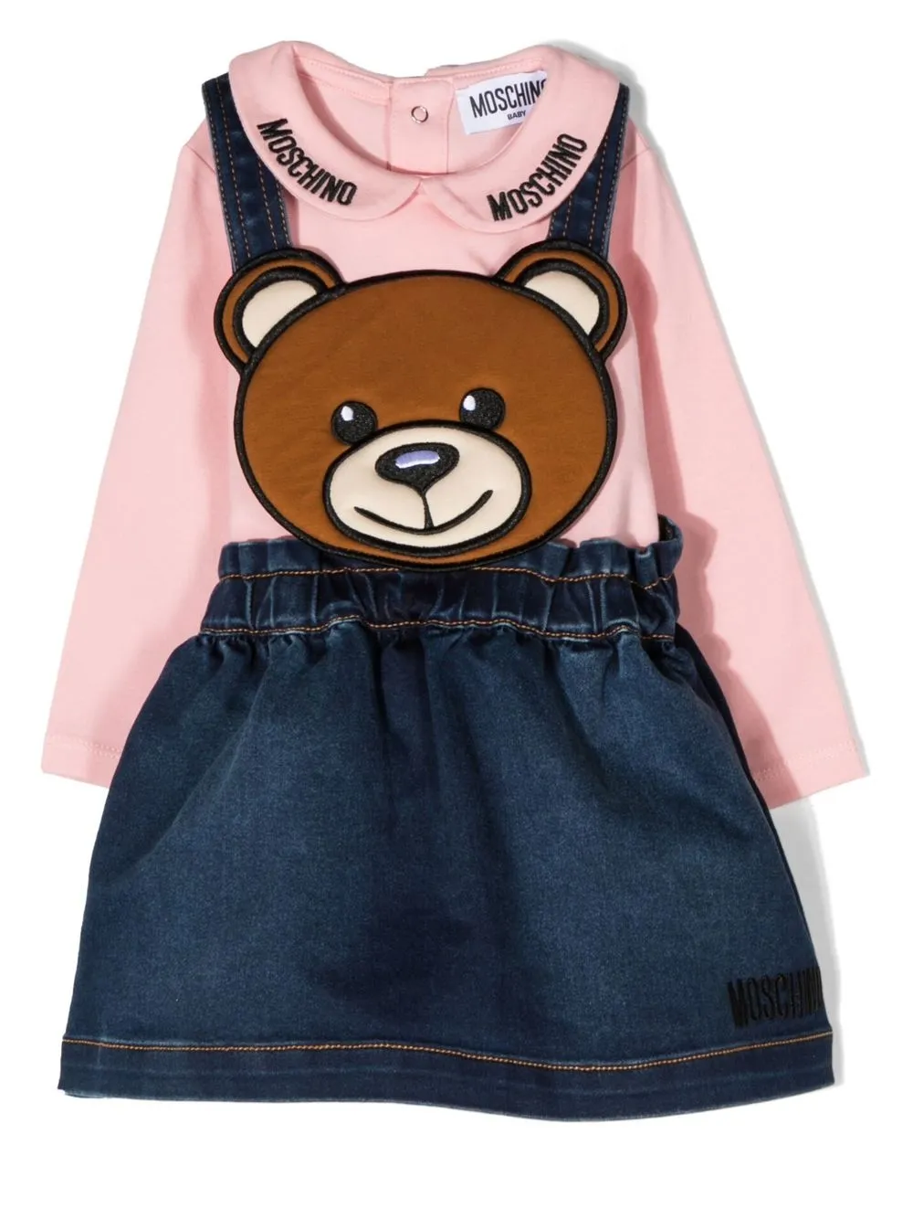 

Moschino Kids set vestido estilo jumper con motivo Teddy Bear - Azul