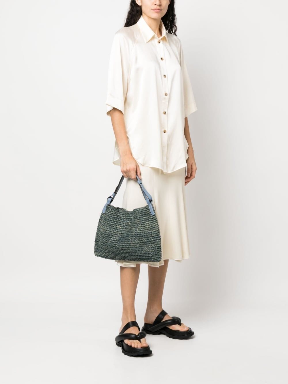 Proenza Schouler White Label Minetta raffia shopper - Grijs