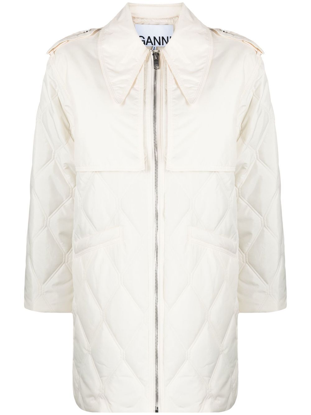 

GANNI quilted zip-up jacket - Neutrals