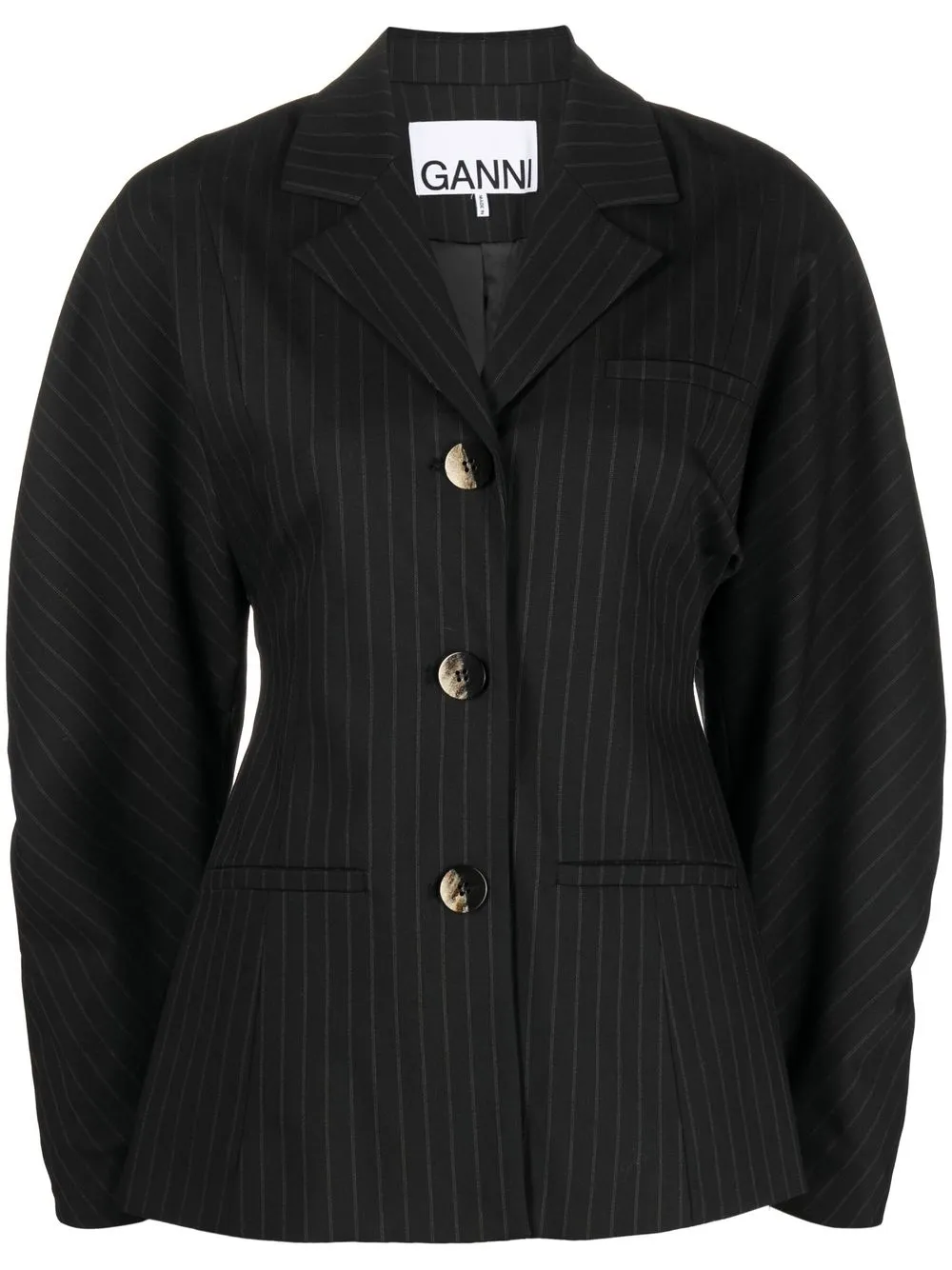 

GANNI blazer con rayas estampadas - Negro