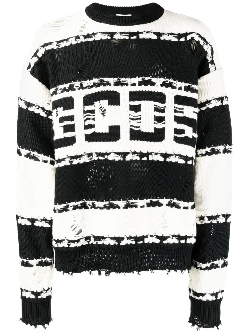 

Gcds striped logo-intarsia jumper - White