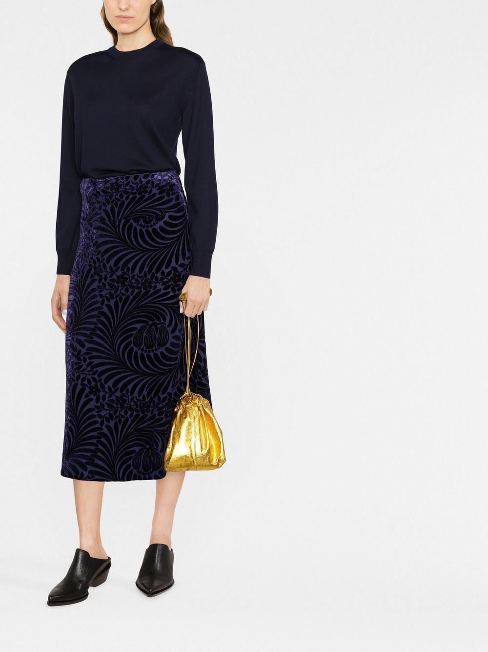 Jil Sander Fluwelen midi-rok - Blauw