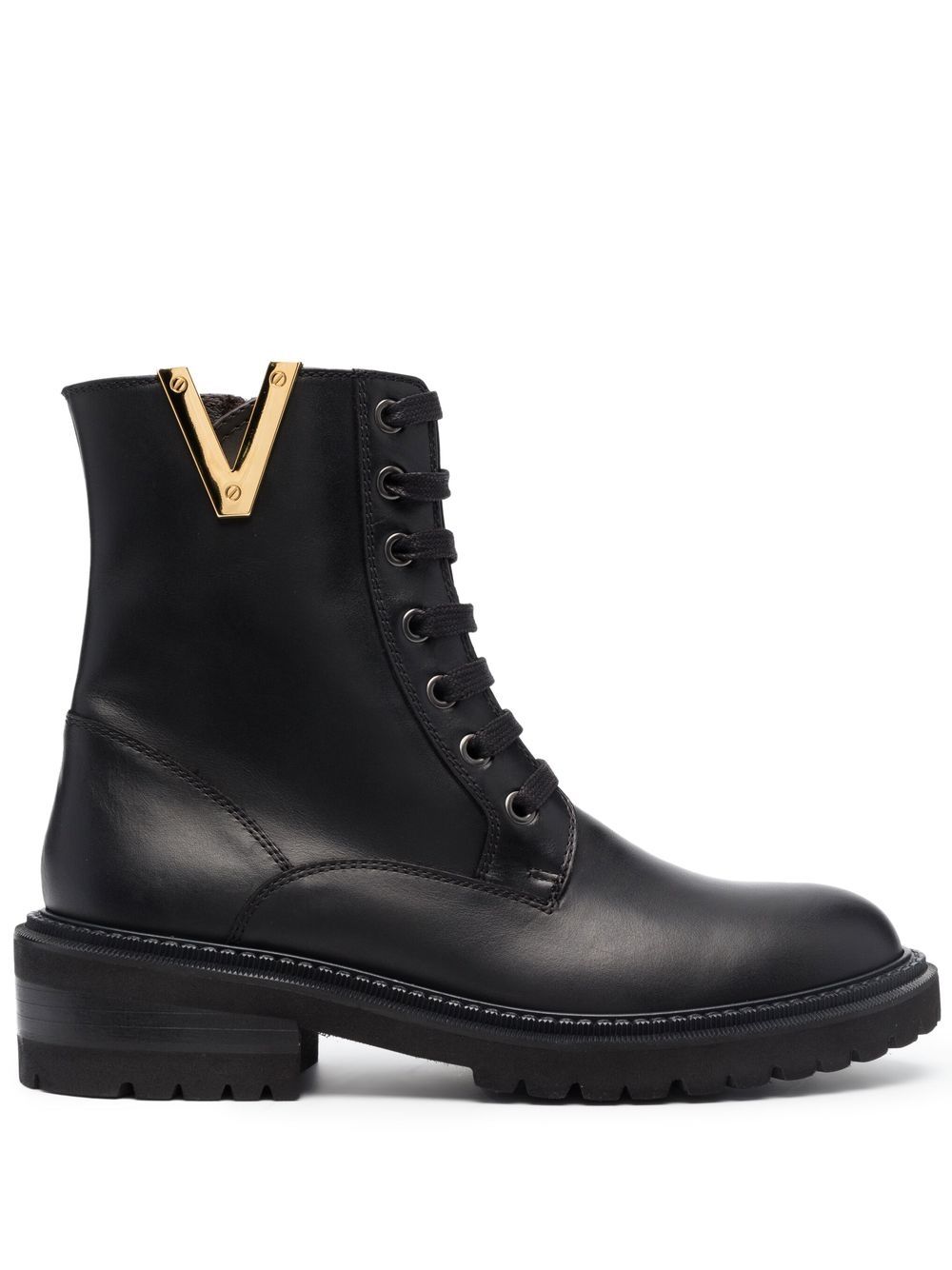 Via Roma 15 logo-hardware leather boots - Black