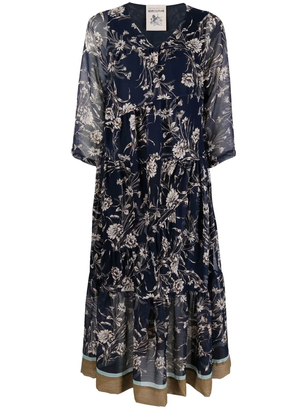 

Semicouture vestido con estampado floral - Azul