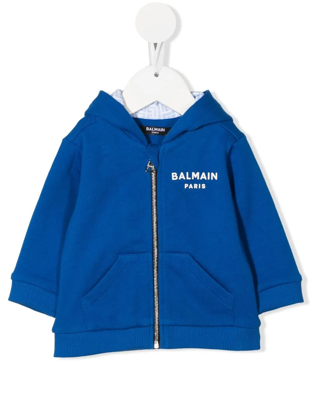 

Balmain Kids hoodie con logo estampado y cierre - Azul