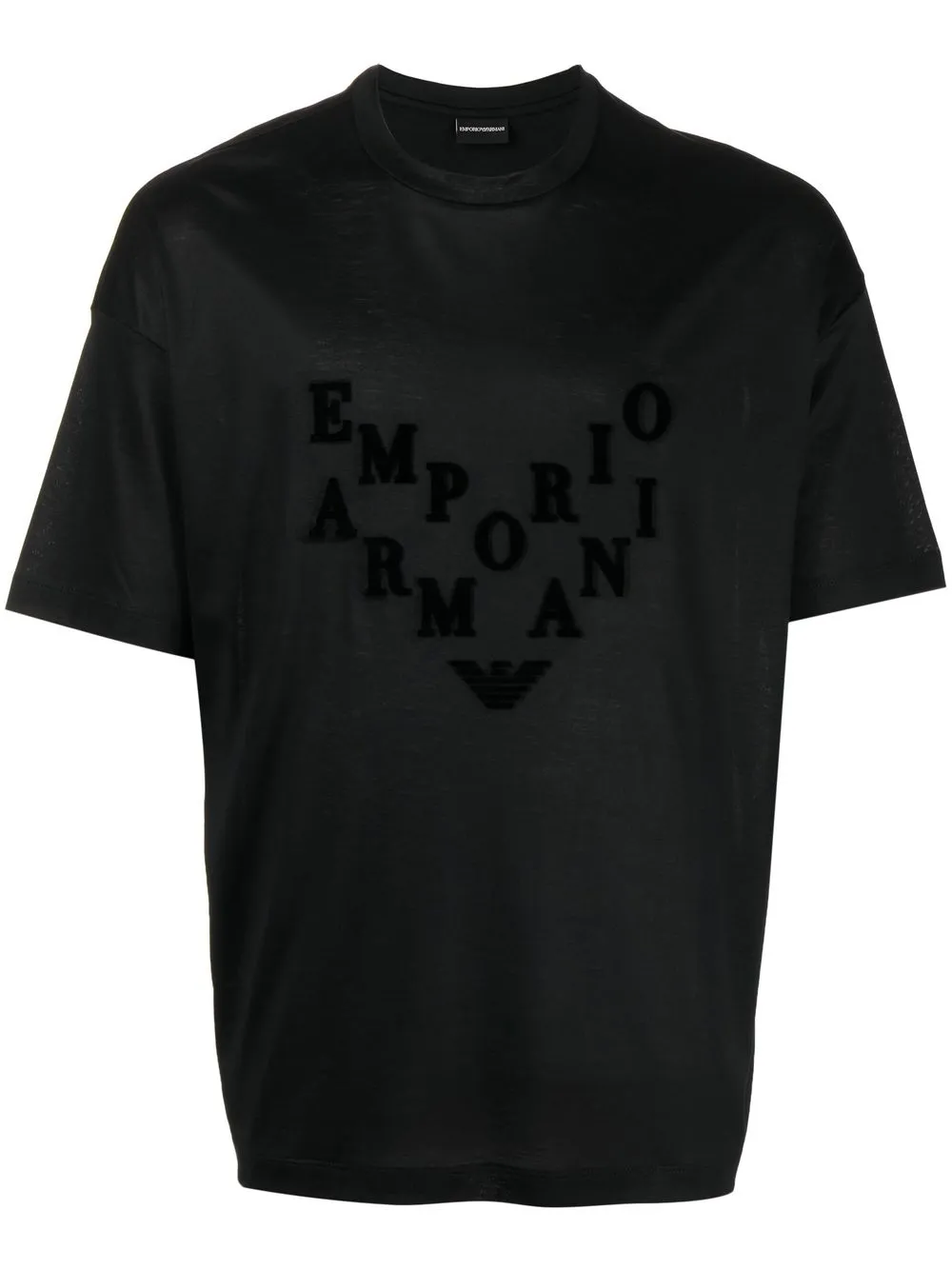 

Emporio Armani playera manga corta con logo afelpado - Negro