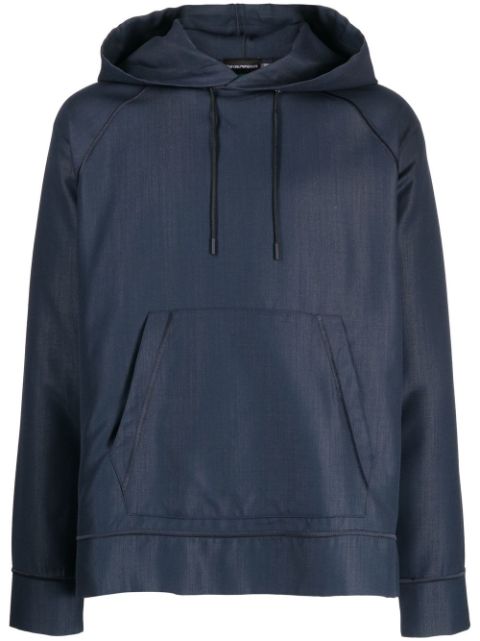 Emporio Armani textured-finish drawstring hoodie Men