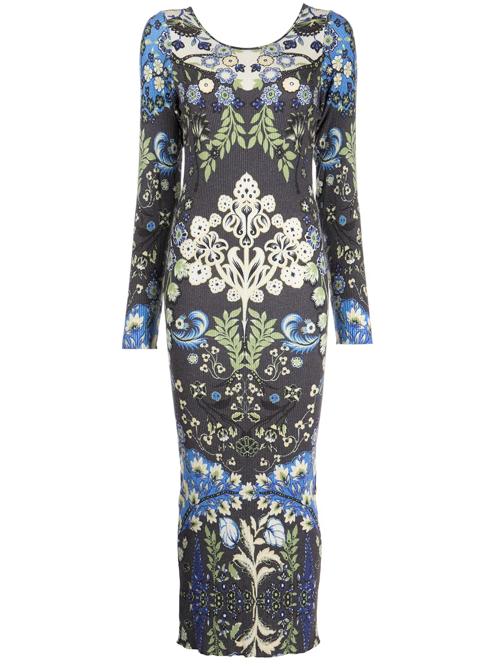 

ETRO floral-print ribbed-knit dress - Blue