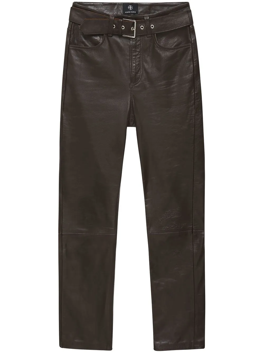 

ANINE BING belted leather trousers - Black