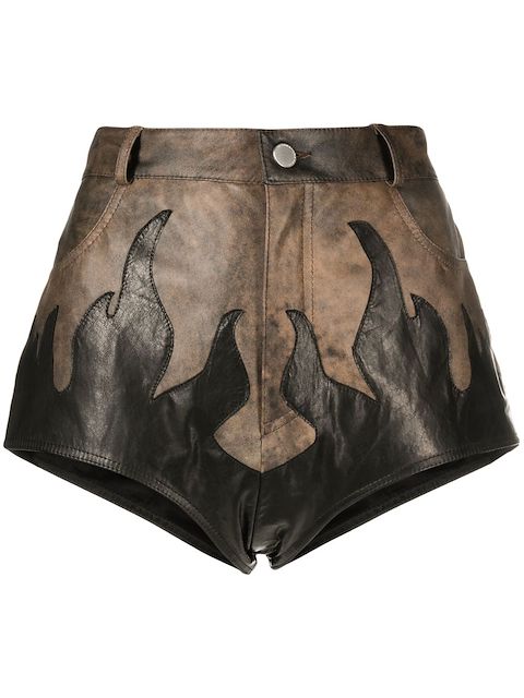 Alessandra Rich flame appliqué leather shorts