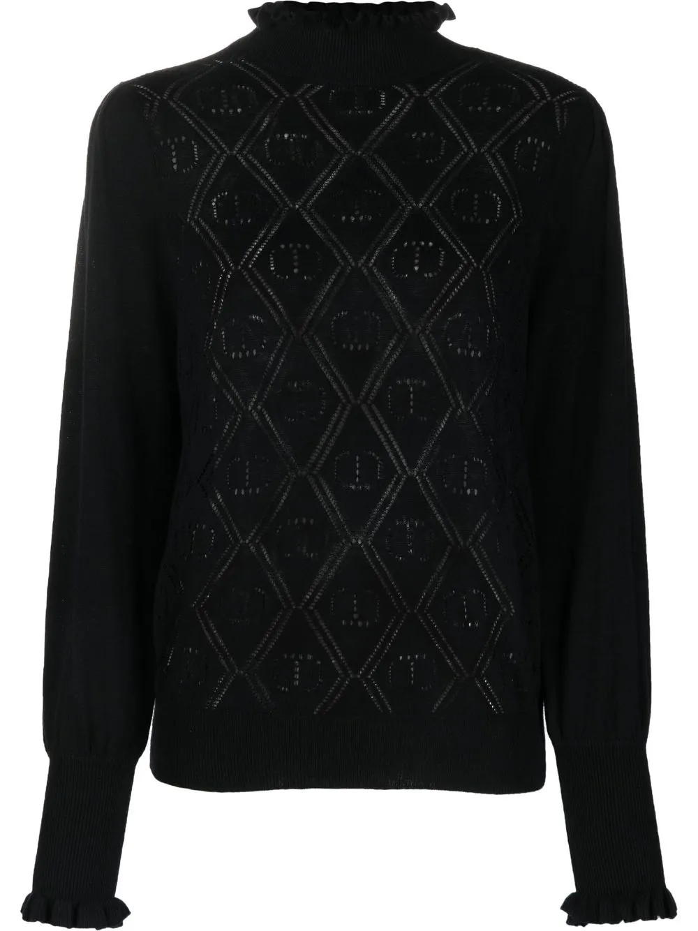 

TWINSET perforated-logo knitted jumper - Black