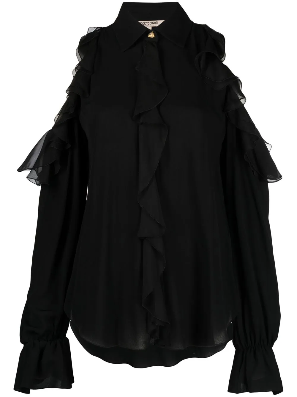 

Roberto Cavalli cold-shoulder frilled blouse - Black