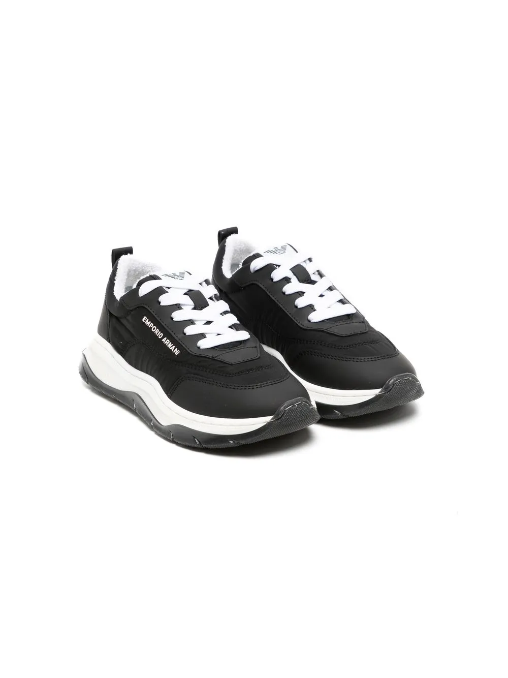 

Emporio Armani Kids tenis bajos con agujetas - Negro